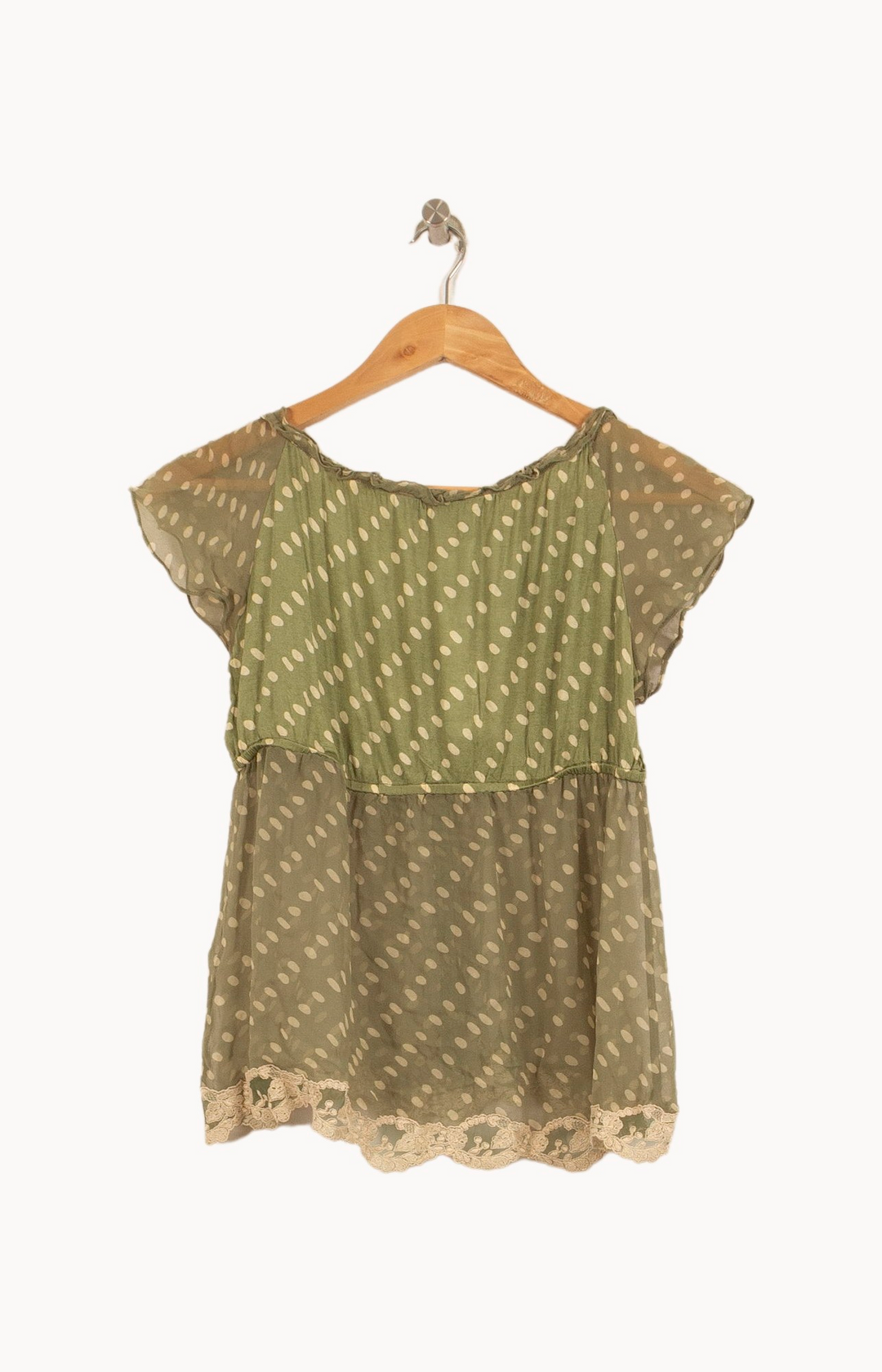 Blouse Verte et Beige - Taille M/38 de la marque Max Mara | PARAD44657 - Vendu par Paradigme - Image 4