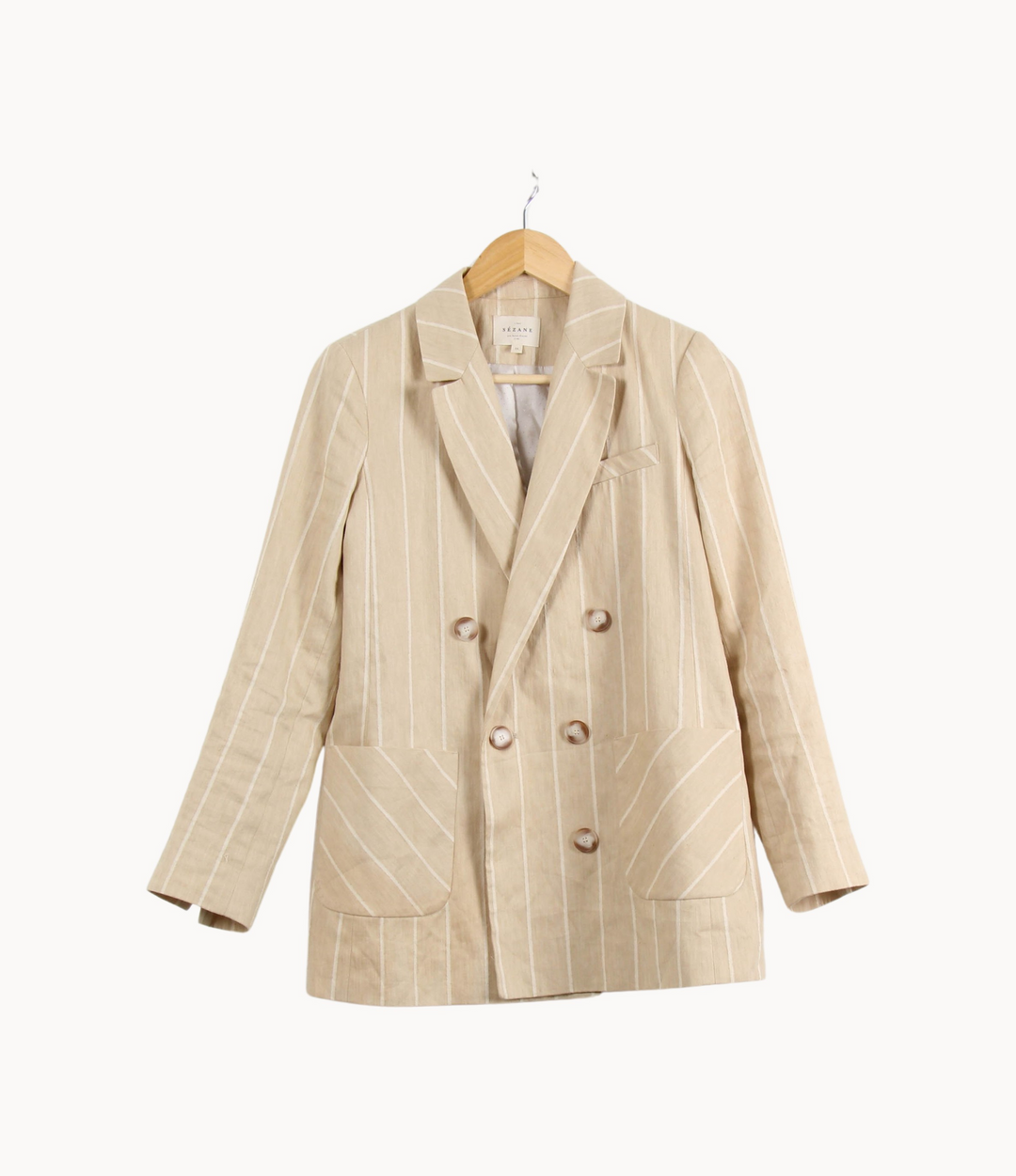 Blazer Beige à Rayures Blanches - Taille XS/34 de la marque Sézane | PARAD66552 - Vendu par Paradigme - Image 2