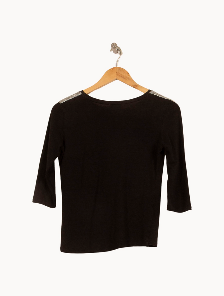 T-shirt Noir et Argenté - Taille M/38 de la marque Claudie Pierlot | PARAD49950 - Vendu par Paradigme - Image 4