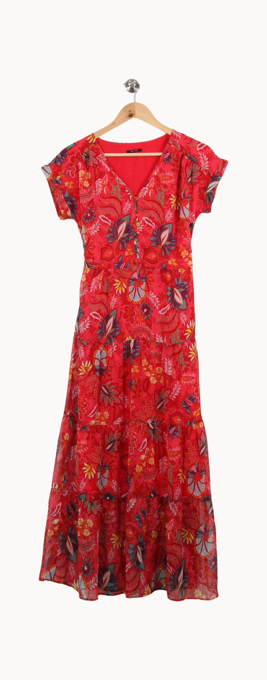 Robe Longue Rouge à Fleurs - Taille XS/34 de la marque One Step | PARAD67033 - Vendu par Paradigme - Image 2