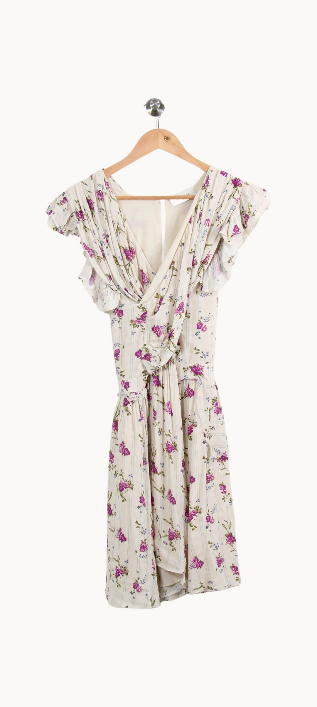 Robe Fleurie Beige et Violette - Taille S/36 de la marque Bérénice | PARAD61040 - Vendu par Paradigme - Image 2