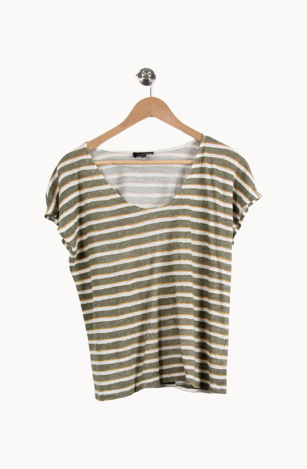 Tee-shirt Rayé Vert et Blanc - Taille M/38 de la marque Caroll | PARAD65253 - Vendu par Paradigme - Image 2