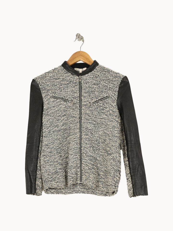 Veste en tweed Grise et Noire - Taille S/36 de la marque Maje | PARAD45067 - Vendu par Paradigme - Image 2
