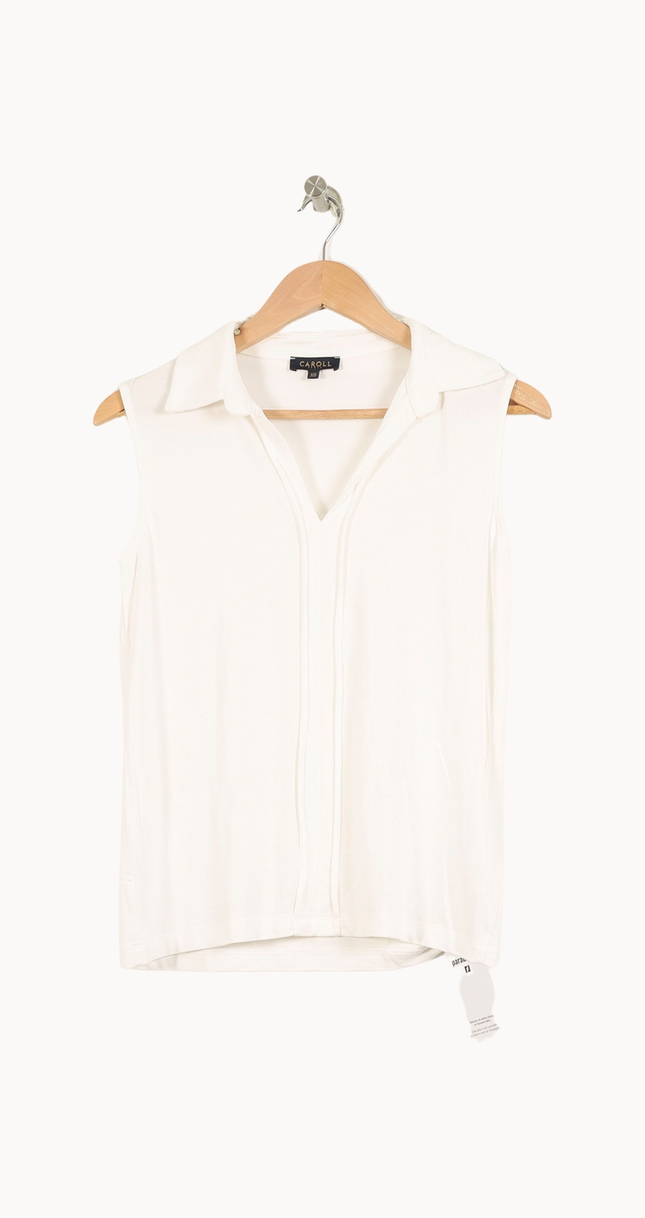 Chemisier Sans Manches Blanc - Taille S/36 de la marque Caroll | PARAD69087 - Vendu par Paradigme - Image 2