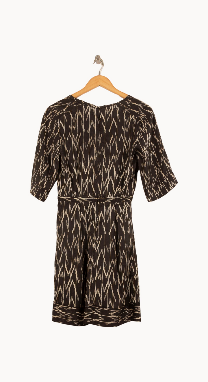 Robe Imprimée Noire et Beige - Taille XS/34 de la marque Isabel Marant | PARAD63308 - Vendu par Paradigme - Image 4