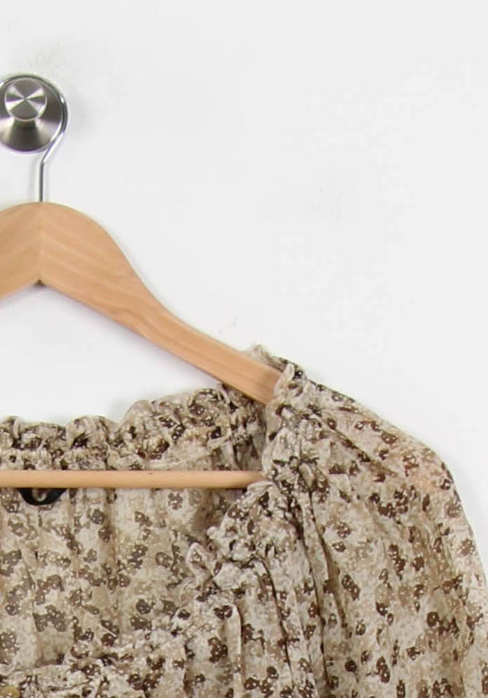 Blouse Fleurie Beige et Marron - Taille L/40 de la marque IKKS | PARAD53996 - Vendu par Paradigme - Image 3