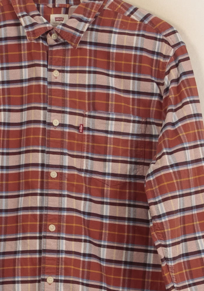 Chemise À Carreaux Orange et Blanc - Taille L/40 de la marque Levi's | PARAD44563 - Vendu par Paradigme - Image 3