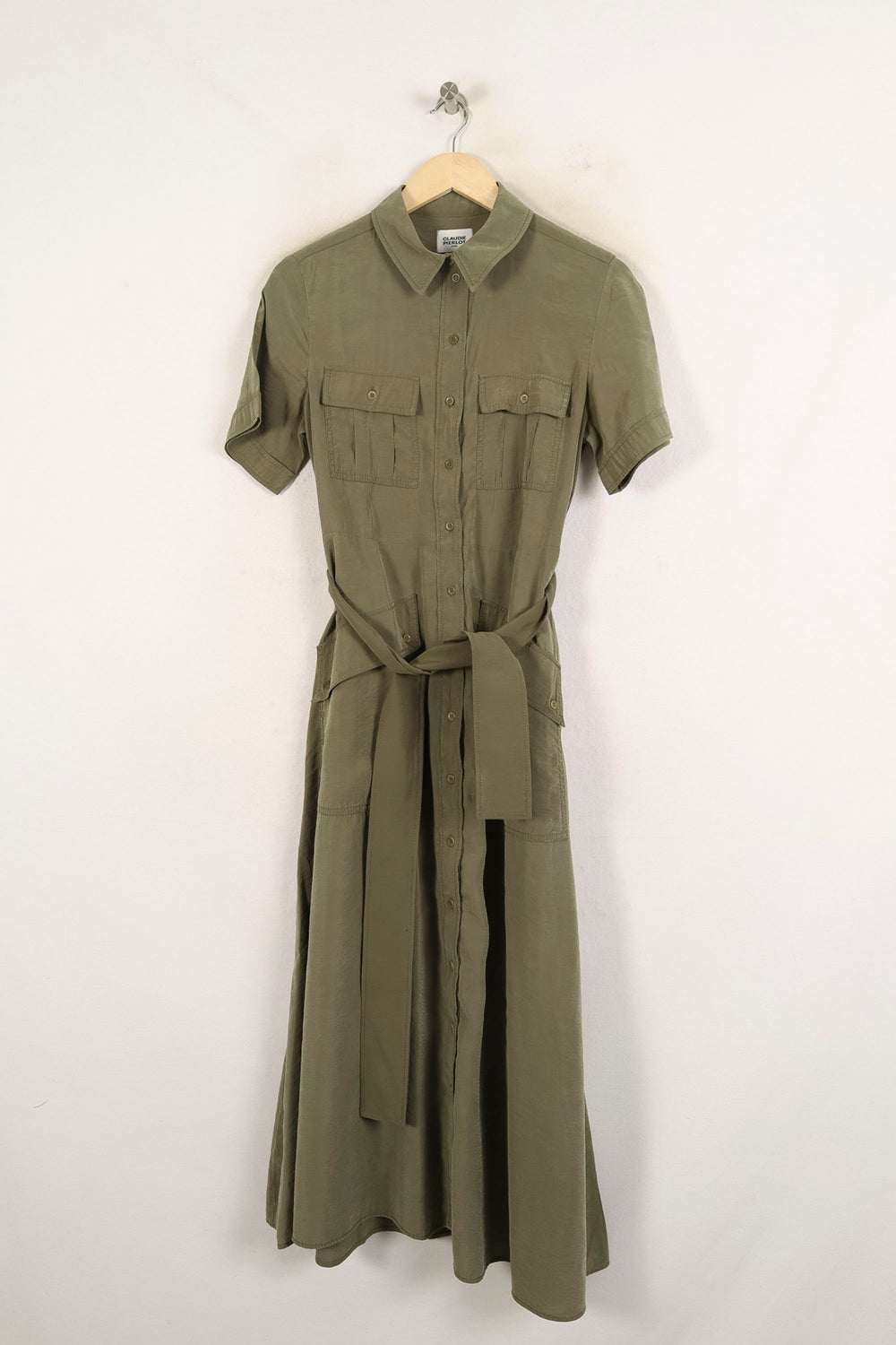 Robe Chemise Longue Verte - Taille M/38 de la marque Claudie Pierlot | PARAD71692 - Vendu par Paradigme - Image 2