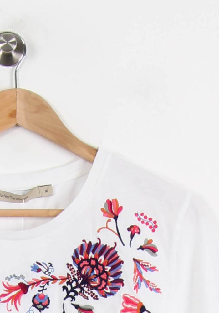 Tee-shirt Blanc et Multicolore - Taille XL/42 de la marque La Fée Maraboutée | PARAD59549 - Vendu par Paradigme - Image 3