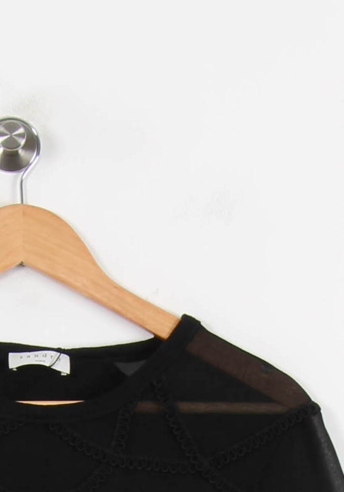 Tee-shirt Noir - Taille M/38 de la marque Sandro | PARAD52111 - Vendu par Paradigme - Image 3