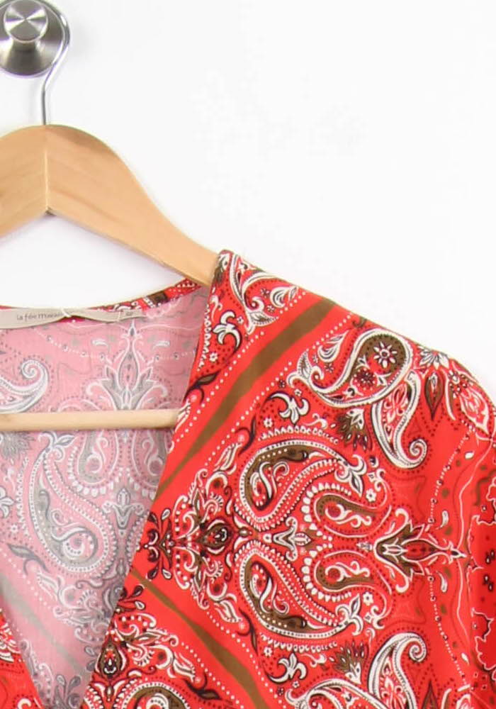 Robe Courte Orange et Blanche - Taille L/40 de la marque La Fée Maraboutée | PARAD64201 - Vendu par Paradigme - Image 3