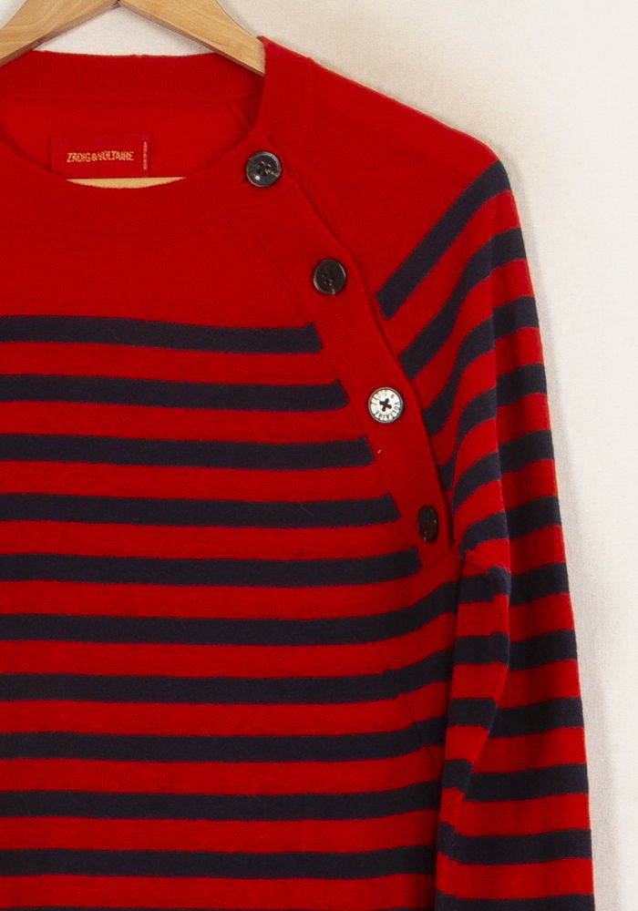 Pull Rayé Rouge et Bleu - Taille S/36 de la marque Zadig&Voltaire | PARAD66459 - Vendu par Paradigme - Image 3