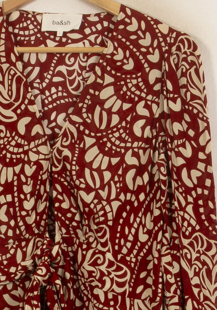 Robe Midi Bordeaux et Beige - Taille S/36 de la marque ba&sh | PARAD55768 - Vendu par Paradigme - Image 3