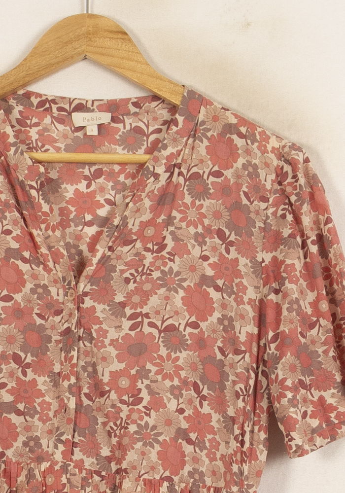 Robe Fleurie Rose et Beige - Taille XL/42 de la marque Pablo | PARAD50155 - Vendu par Paradigme - Image 3