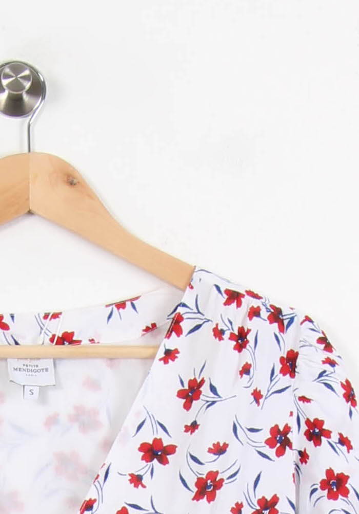Robe Fleurie Blanche et Rouge - Taille S/36 de la marque Petite Mendigote | PARAD67019 - Vendu par Paradigme - Image 3