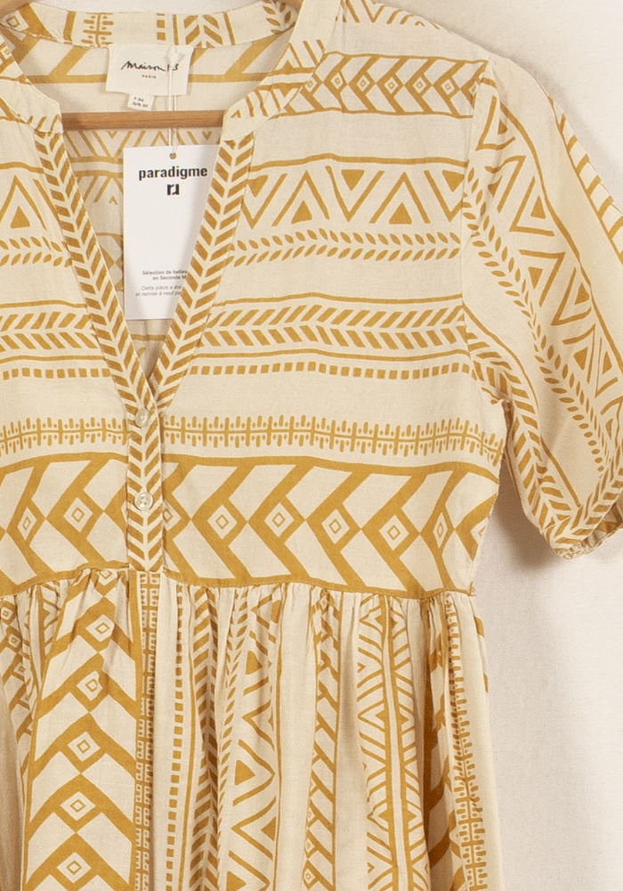 Robe Midi Beige et Jaune - Taille XS/34 de la marque Maison 123 | PARAD64991 - Vendu par Paradigme - Image 3
