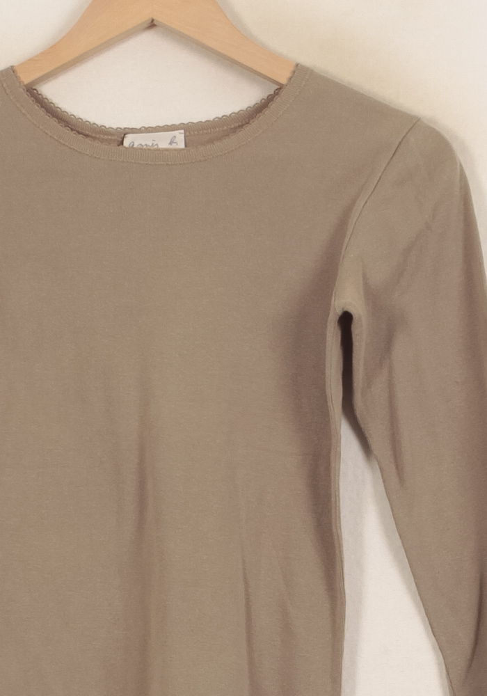Tee-shirt Manches Longues Beige - Taille S/36 de la marque Agnès b. | PARAD44552 - Vendu par Paradigme - Image 3