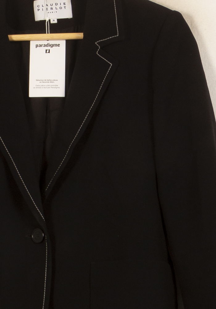 Blazer Noir - Taille S/36 de la marque Claudie Pierlot | PARAD63787 - Vendu par Paradigme - Image 3