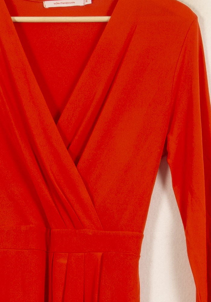 Robe Cache-Cœur Orange - Taille M/38 de la marque La Fée Maraboutée | PARAD61345 - Vendu par Paradigme - Image 3