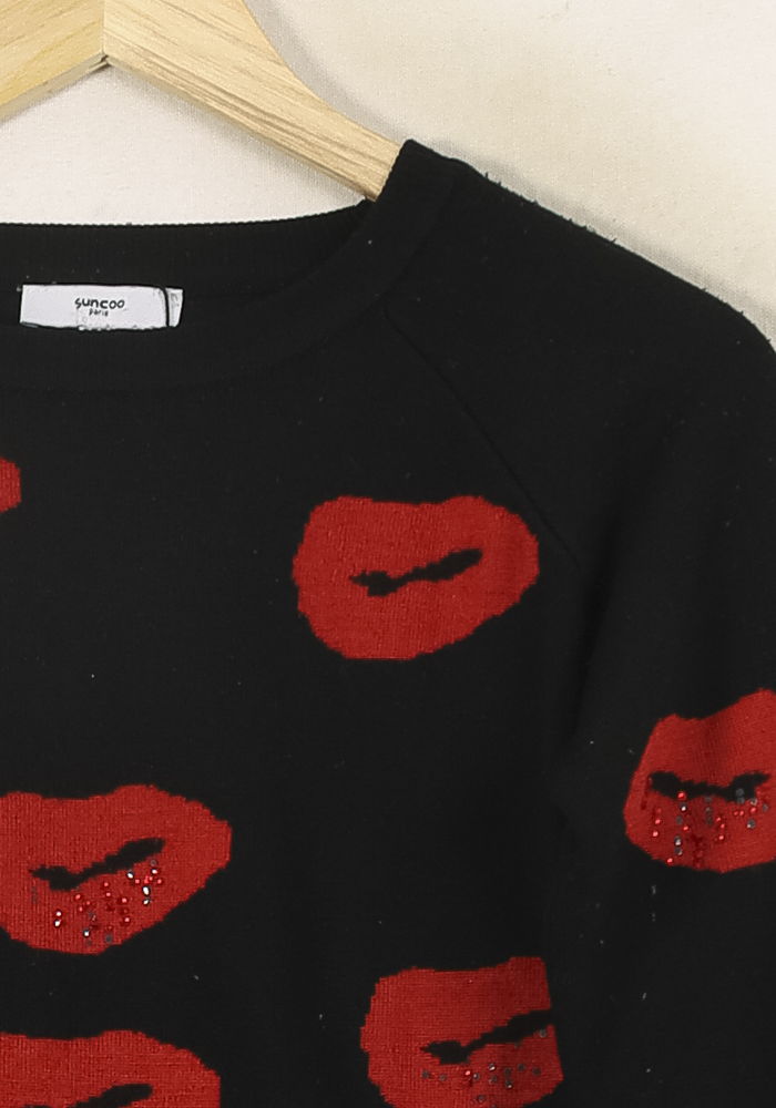 Pull Noir et Rouge - Taille S/36 de la marque Suncoo | PARAD49200 - Vendu par Paradigme - Image 3