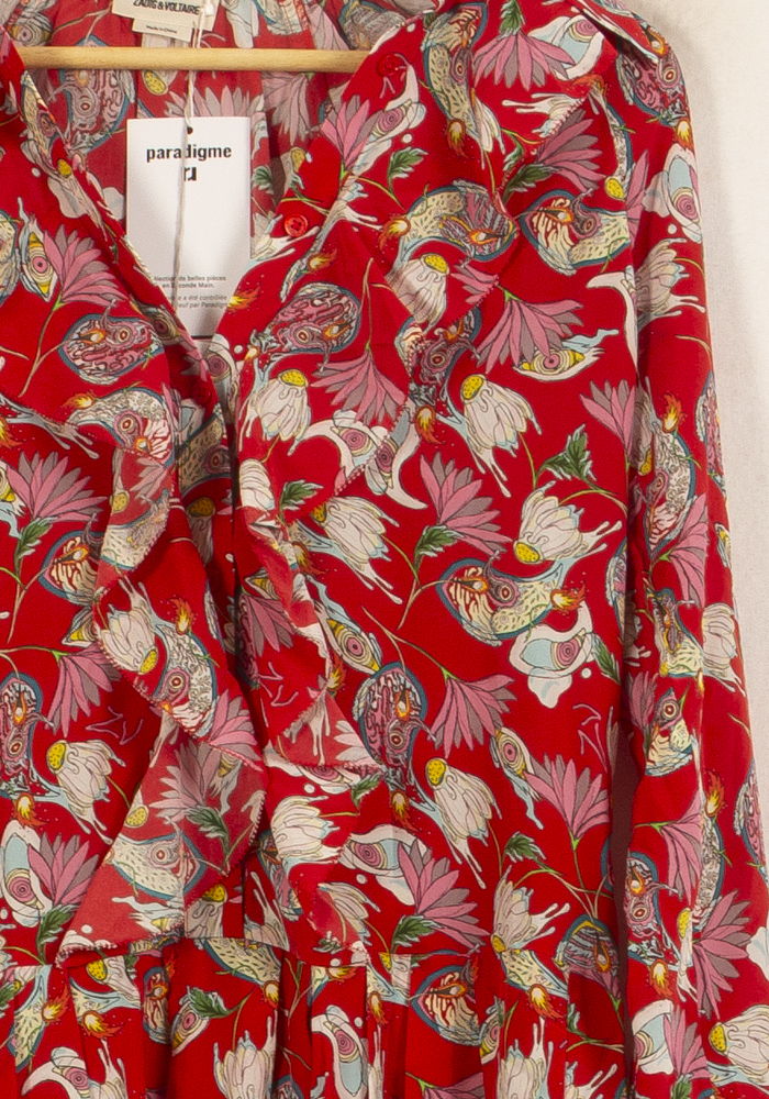 Robe Portefeuille Rouge et Rose - Taille XS/34 de la marque Zadig&Voltaire | PARAD63618 - Vendu par Paradigme - Image 3