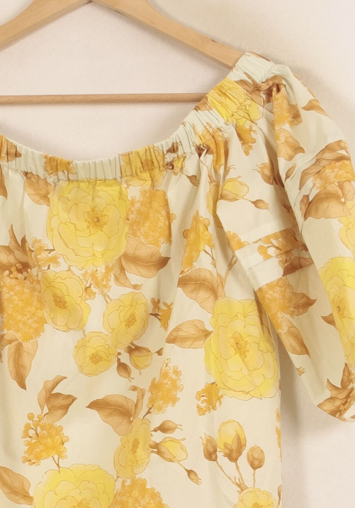 Robe Fleurie Jaune et Beige - Taille S/36 de la marque ba&sh | PARAD66469 - Vendu par Paradigme - Image 3