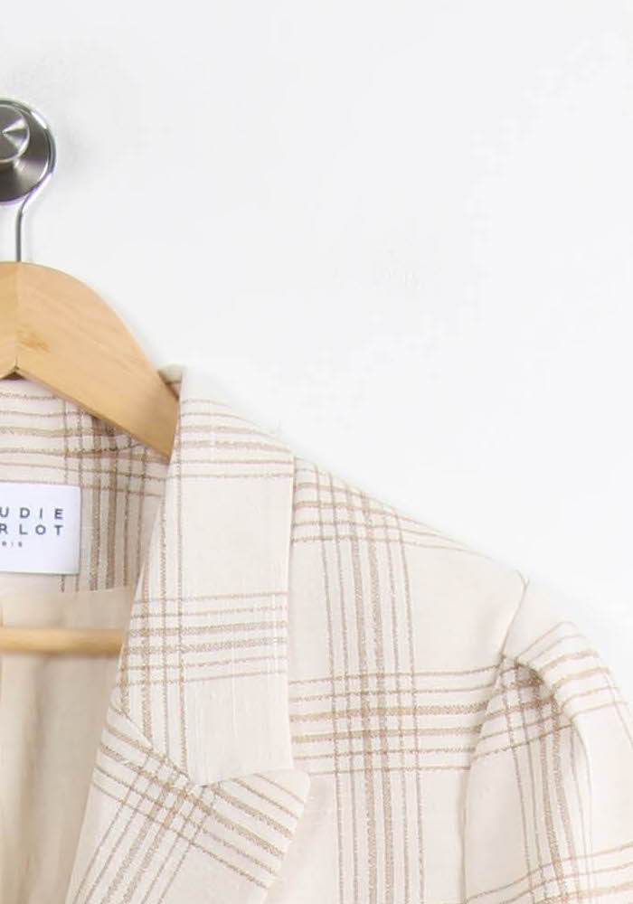 Veste Beige à Carreaux - Taille XL/42 de la marque Claudie Pierlot | PARAD64969 - Vendu par Paradigme - Image 3