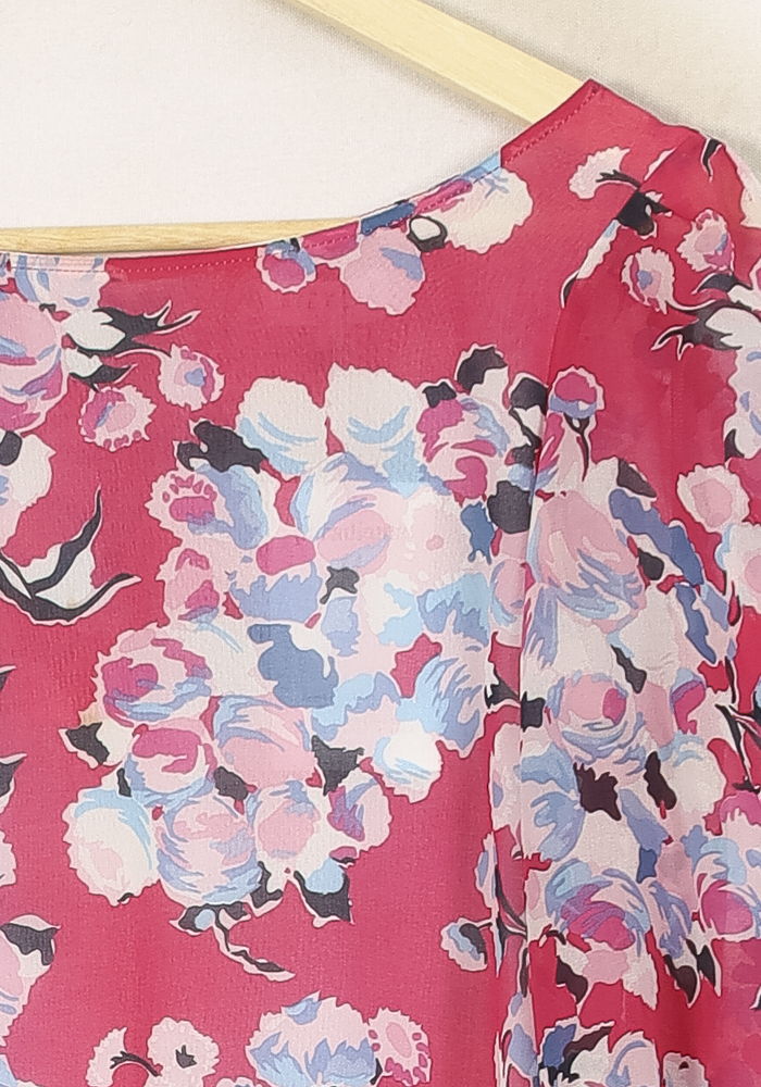 Robe Fleurie Rose et Bleu - Taille S/36 de la marque Claudie Pierlot | PLY1213 - Vendu par Paradigme - Image 3
