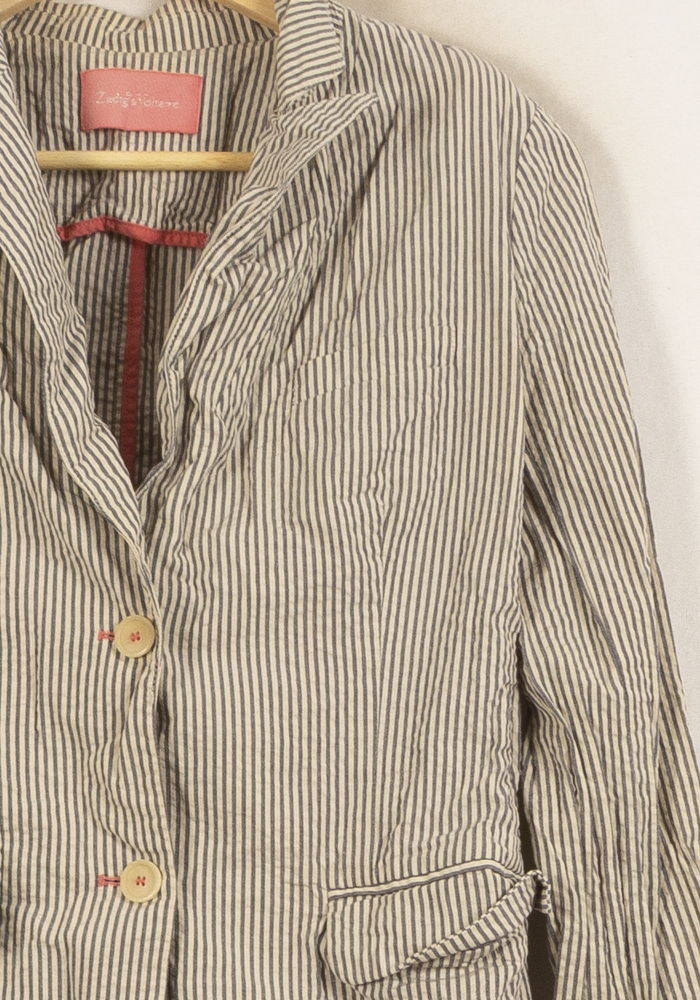 Blazer Rayé Gris et Blanc - Taille L/40 de la marque Zadig&Voltaire | PARAD63529 - Vendu par Paradigme - Image 3