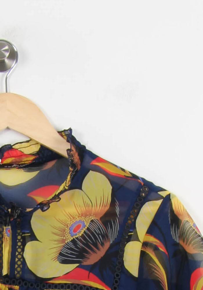Robe Fleurie Bleu et Jaune - Taille XL/42 de la marque One Step | PARAD62319 - Vendu par Paradigme - Image 3
