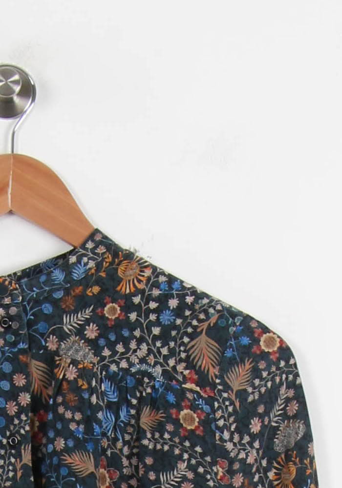 Robe Fleurie Bleue et Marron - Taille S/36 de la marque Sessùn | PARAD62286 - Vendu par Paradigme - Image 3