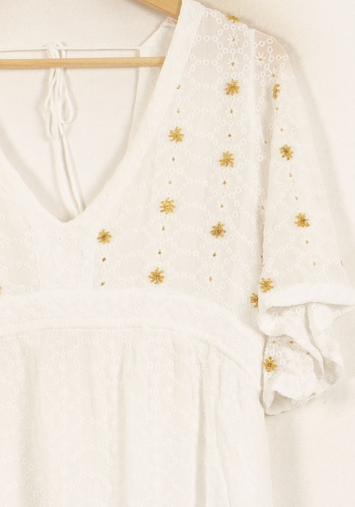 Robe Longue Blanche et Dorée - Taille T.U. de la marque Sundress | PARAD65012 - Vendu par Paradigme - Image 3