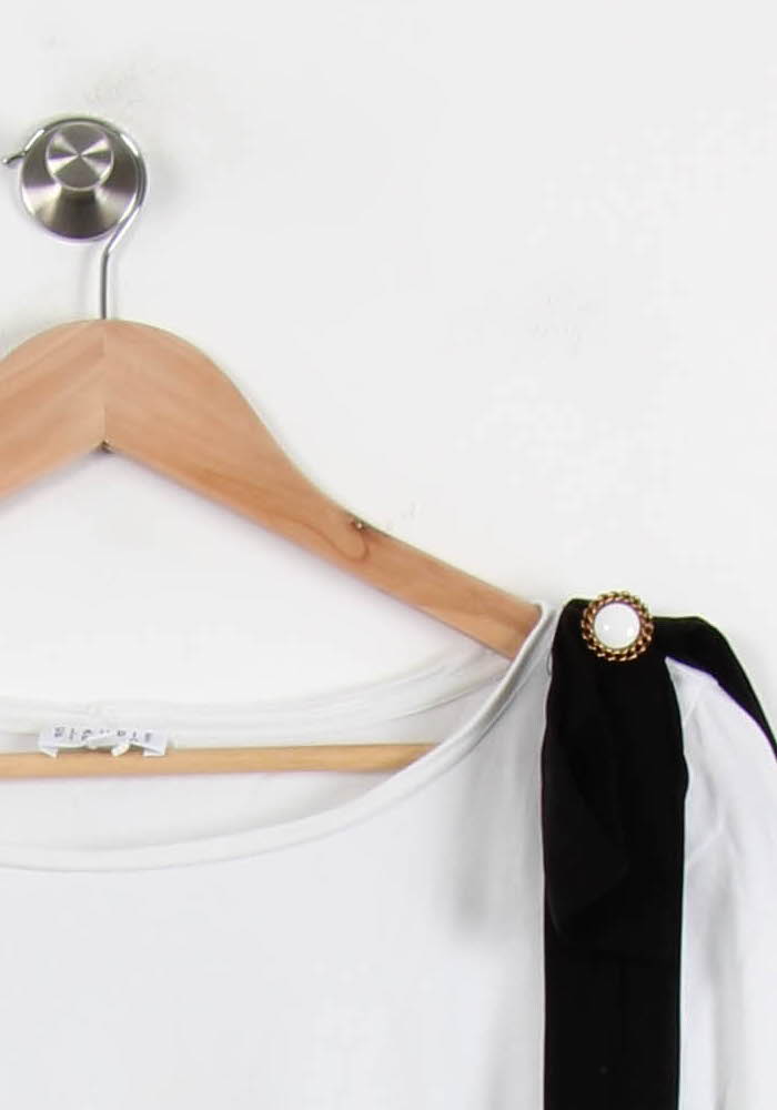 T-shirt Blanc et Noir - Taille M/38 de la marque Claudie Pierlot | PARAD67111 - Vendu par Paradigme - Image 3