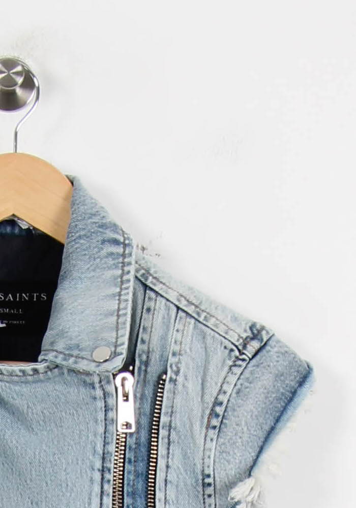 Gilet en Jean Bleu - Taille XS/34 de la marque All Saints | PARAD61015 - Vendu par Paradigme - Image 3
