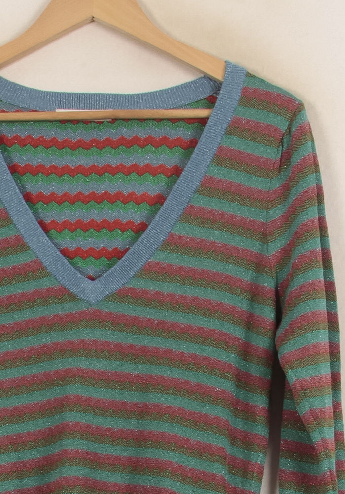 Pull Rayé Vert et Rouge - Taille L/40 de la marque ZAPA | PARAD63876 - Vendu par Paradigme - Image 3