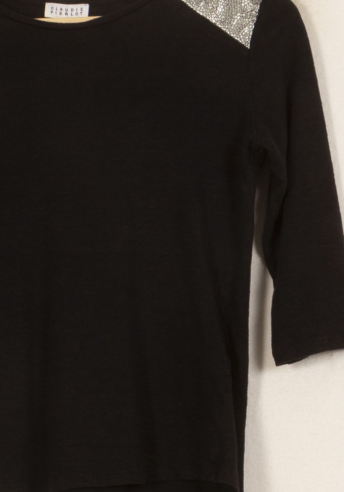 T-shirt Noir et Argenté - Taille M/38 de la marque Claudie Pierlot | PARAD49950 - Vendu par Paradigme - Image 3