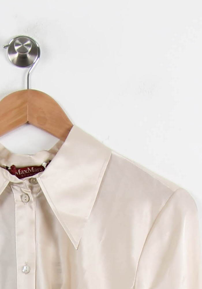Chemise Satinée Beige - Taille M/38 de la marque Max Mara | PARAD67259 - Vendu par Paradigme - Image 3