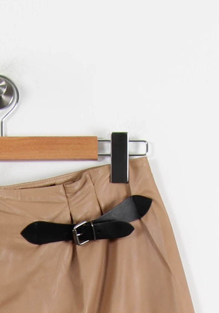 Jupe beige en cuir - Taille L/40 de la marque Caroll | PARAD42539 - Vendu par Paradigme - Image 3