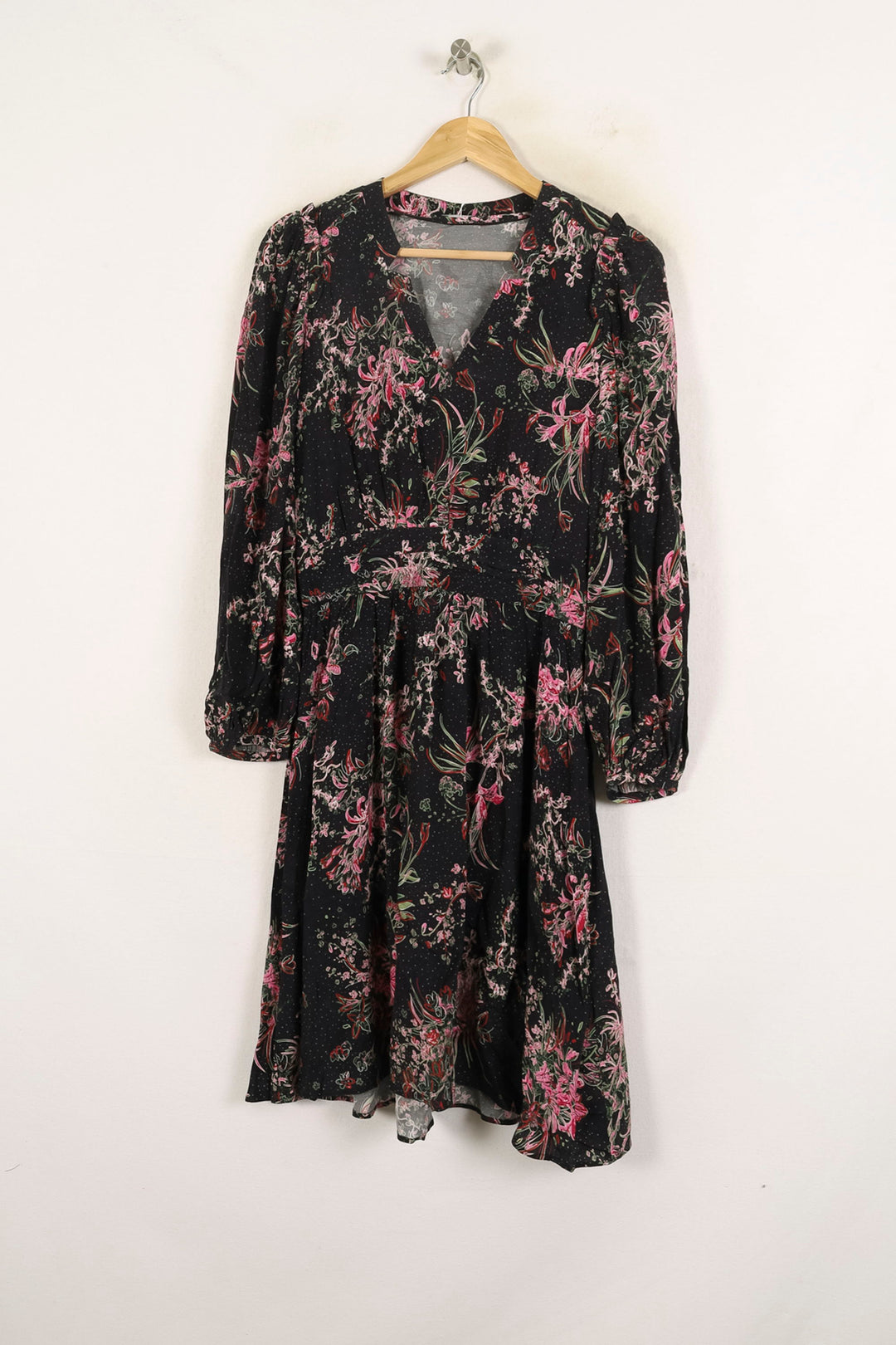Robe Fleurie Noire et Rose - Taille S/36 de la marque One Step | PARAD73200 - Vendu par Paradigme - Image 2
