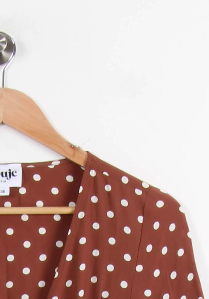 Robe Portefeuille Marron et Blanche - Taille M/38 de la marque Rouje | PARAD65000 - Vendu par Paradigme - Image 3