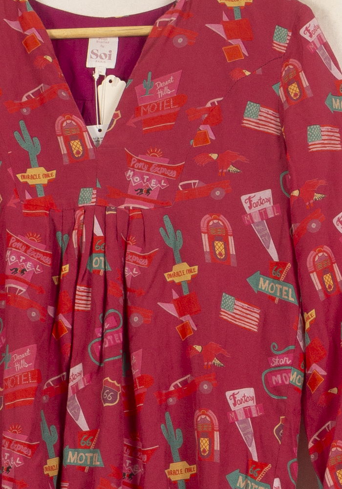 Robe Imprimée Rose - Taille S/36 de la marque Soi Paris | PARAD64110 - Vendu par Paradigme - Image 3