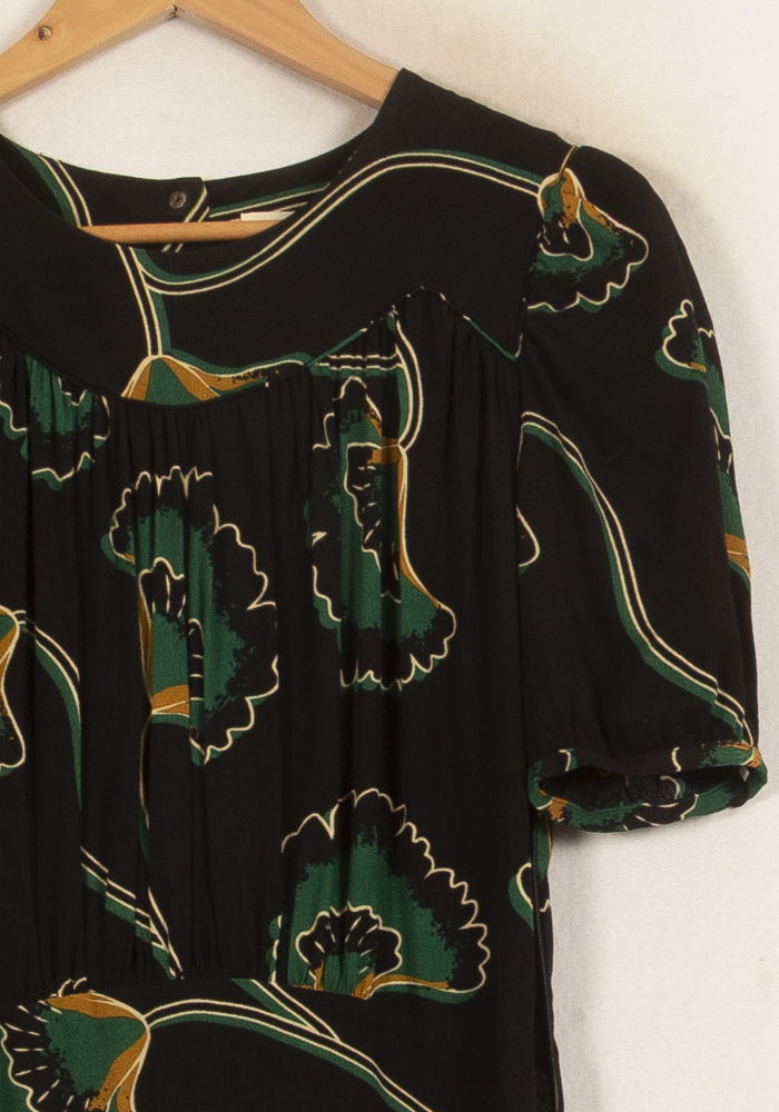 Robe Fleurie Noire et Verte - Taille XS/34 de la marque ba&sh | PARAD64137 - Vendu par Paradigme - Image 3