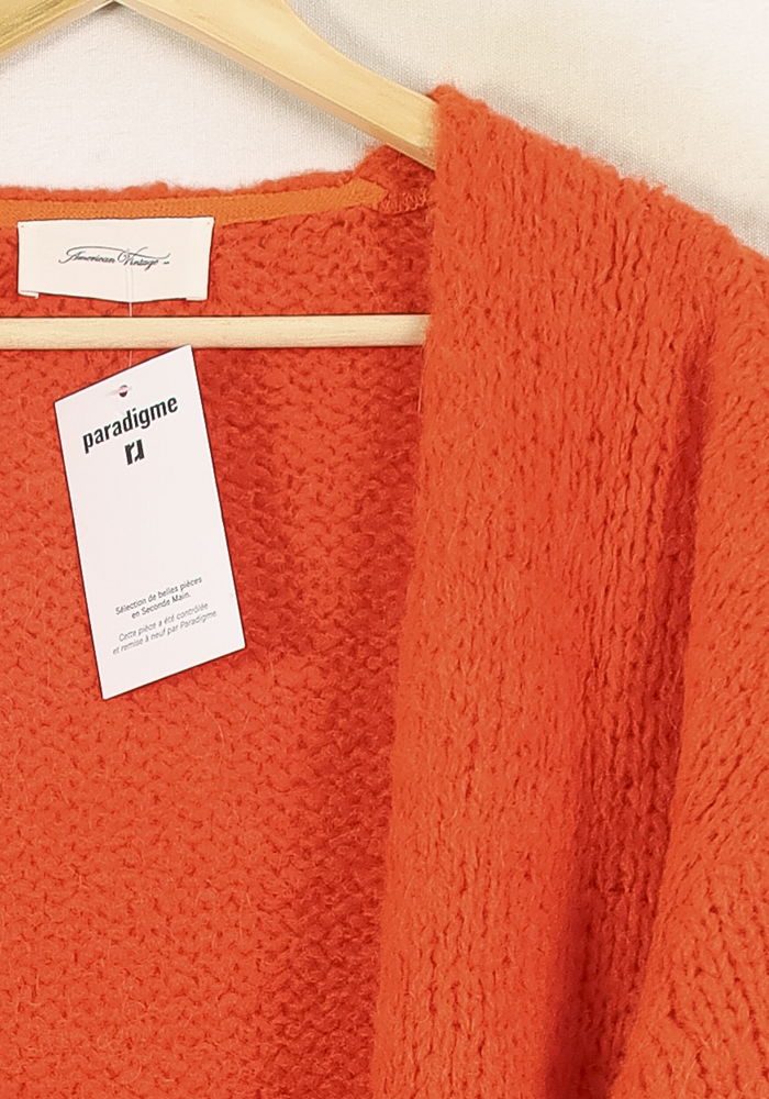 Cardigan Orange - Taille XS/34 de la marque American Vintage | PARAD69121 - Vendu par Paradigme - Image 3