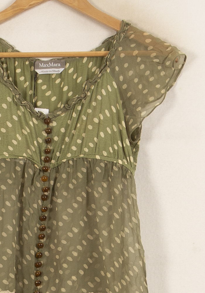 Blouse Verte et Beige - Taille M/38 de la marque Max Mara | PARAD44657 - Vendu par Paradigme - Image 3