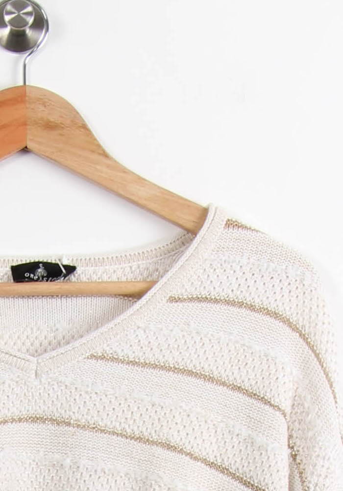 Pull Blanc et Beige - Taille XS/34 de la marque One Step | PARAD64938 - Vendu par Paradigme - Image 3
