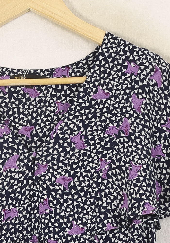Robe Fleurie Noire et Violette - Taille S/36 de la marque Maje | PARAD66995 - Vendu par Paradigme - Image 3