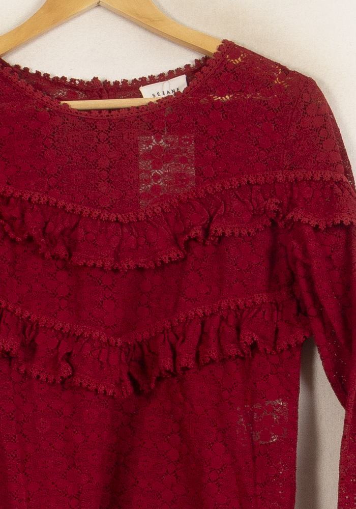 Blouse Bordeaux - Taille S/36 de la marque Sézane | PARAD64172 - Vendu par Paradigme - Image 3