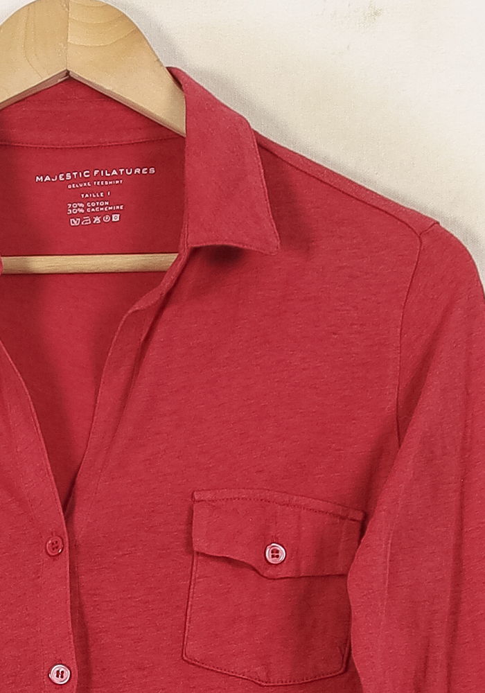 Chemise Rouge - Taille S/36 de la marque Majestic Filatures | PARAD67827 - Vendu par Paradigme - Image 3