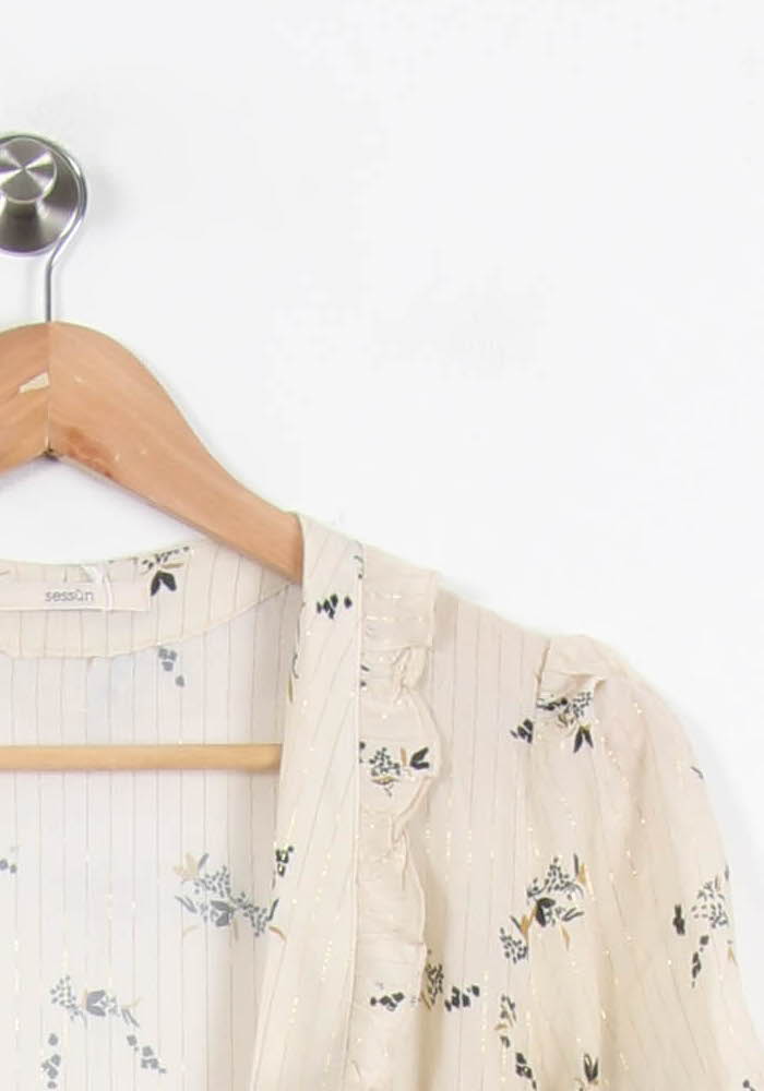 Robe Courte Écrue à Fleurs - Taille M/38 de la marque Sessùn | PARAD67030 - Vendu par Paradigme - Image 3