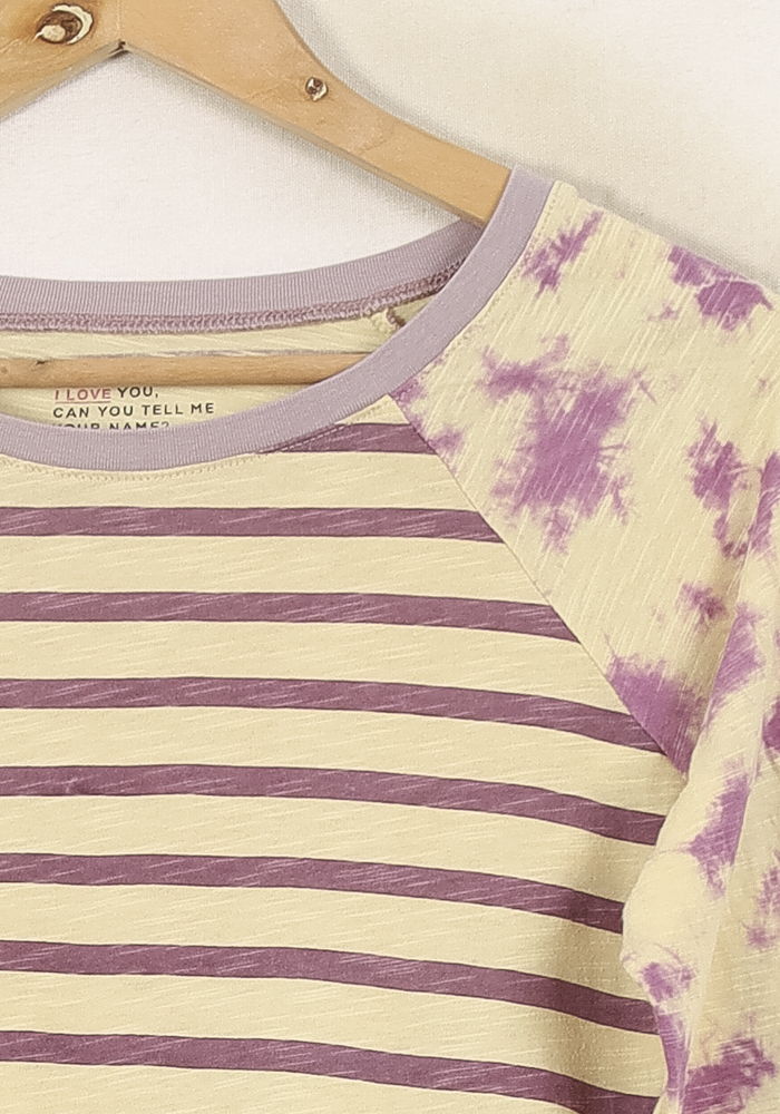 T-shirt Manches Longues Beige et Violet - Taille XS/34 de la marque Léon & Harper | PARAD67834 - Vendu par Paradigme - Image 3